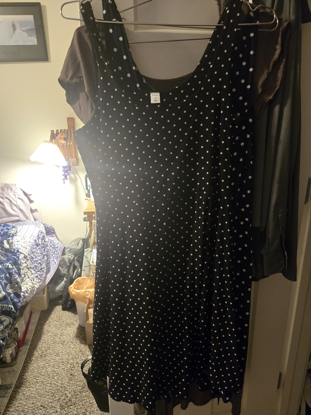 Old Navy Black Polka Dot Midi Dress